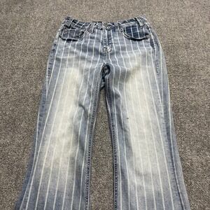 Rock And Roll Cowgirl Striped Jeans Womens 30 Low Rise Bootcut Distressed Denim
